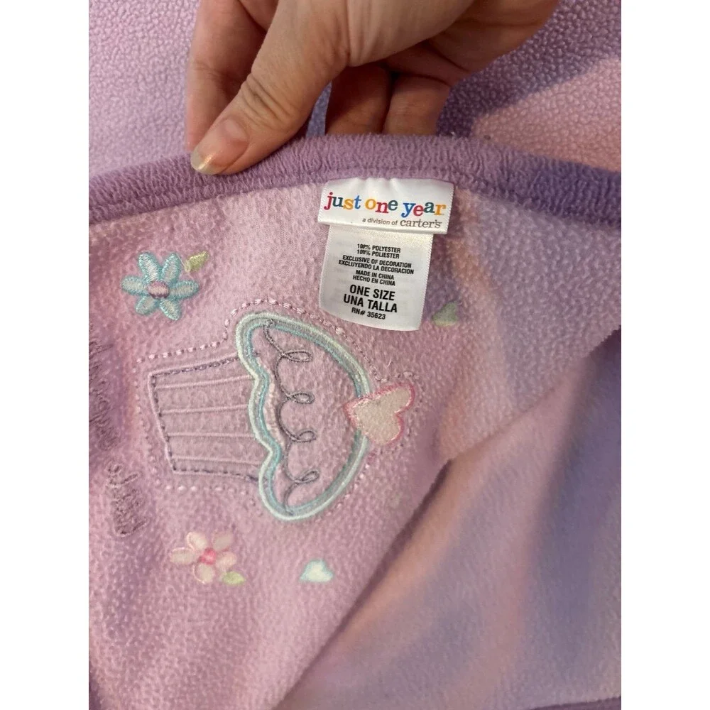 Carters Just One Year Little Cupcake Lavender Baby Blanket Purple Fleece Cupcake